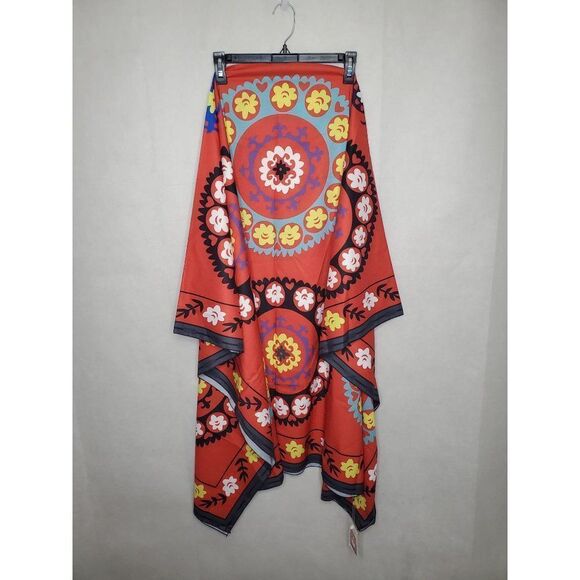 Wall Art Tapestry Bright Red Mexican Floral Print - Picture 1 of 7